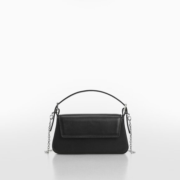 Mango Black Double Strap Bag With Flap/NWT - Picture 1 of 15